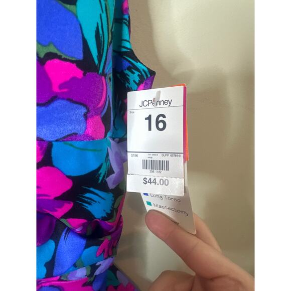 vintage Le Cove floral one-piece swimsuit 16W K - Picture 4 of 6